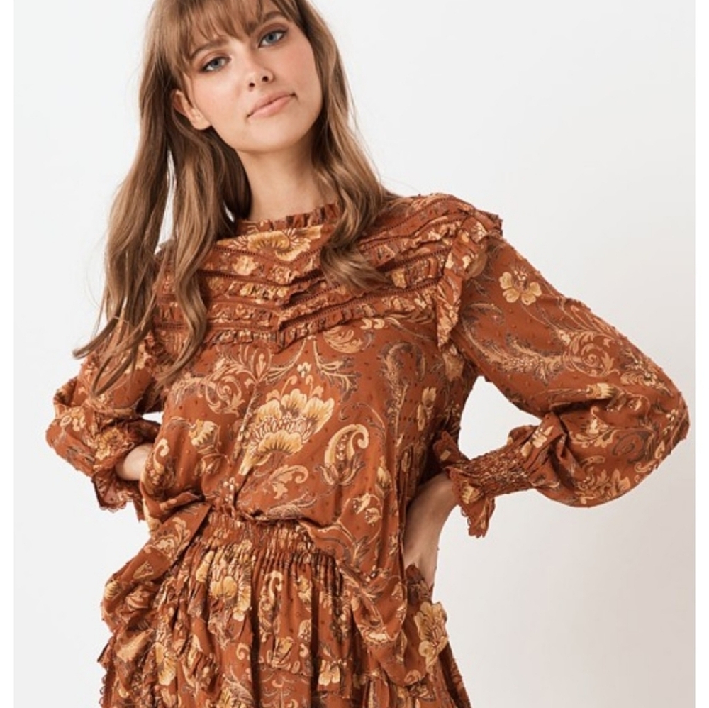 Spell & Gypsy Designs  Aurora Blouse Burnt Ember XL